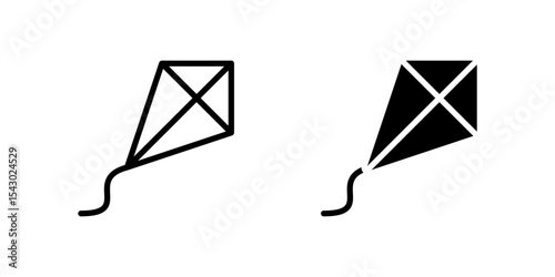 Kite Icon Set ideal for outdoor or children's themes.