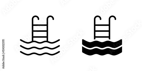 Swimming Pool Icon Set ideal for recreation or summer themed illustrations.