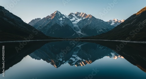 Mountain Reflecting in Lake Water