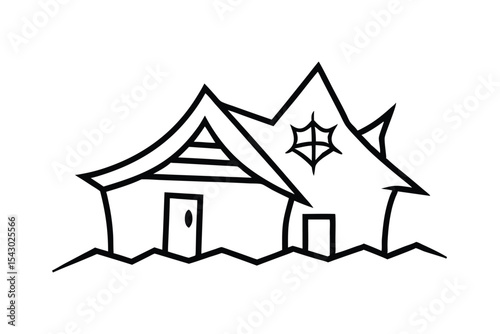 Broken Scarecrow House Vector Design on White Background