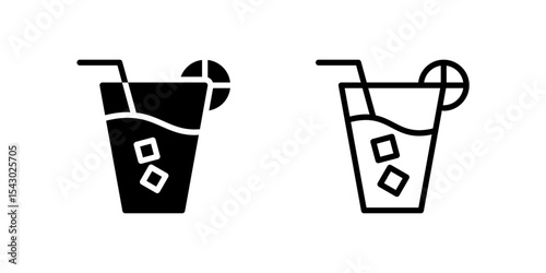 Drink Glass Icon Set ideal for refreshment themes.