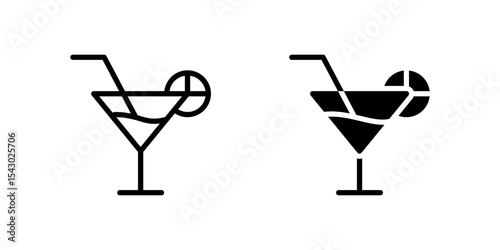 Cocktail Drink Icon Set suitable for party or vacation themes.