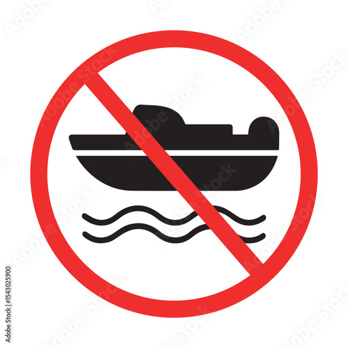 no boating allowed sign, prohibition symbol, vector illustration for water safety and access restrictions