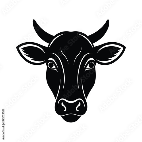Bold cow head silhouette illustration graphic design.