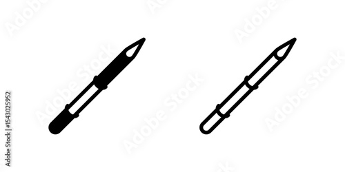 An icon of a bamboo writing tool resembling a pen or spear, symbolizing authenticity or ancient culture.