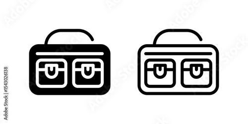 A set of briefcase or satchel icons, representing business, professionalism, and work.