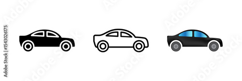 Car icons in a monochrome style, symbolizing transportation, travel, or vehicles.