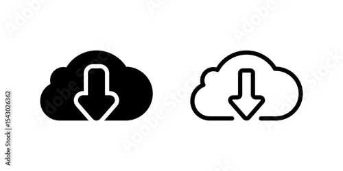 Cloud download icons, symbolizing data transfer, digital storage, or cloud computing.
