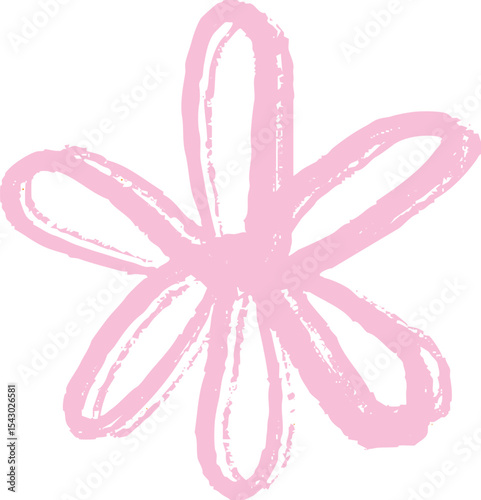 Scribble Pink Flower. Cute Scribble Doodle. Cute Doodle Decoration