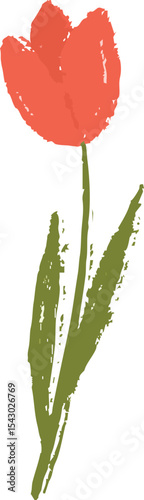 Scribble Tulip Flower. Cute Scribble Doodle. Cute Doodle Decoration