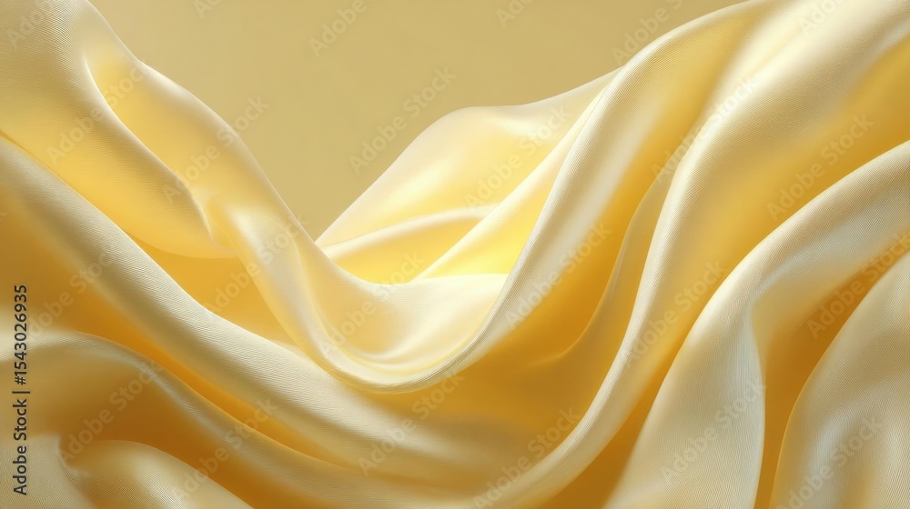 Obraz premium Close-up of a yellow fabric with a smooth and elegant texture. the fabric appears to be made of a silky or satin-like material, with a subtle sheen that catches the light.