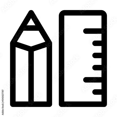 Pencil and ruler symbolizing writing and drawing tools.