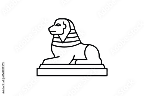 Ancient Egyptian Sphinx Monument Art Design on White Background