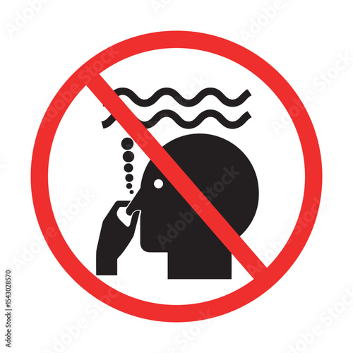 no nose picking sign, red prohibition symbol with person silhouette and stink lines for hygiene awareness