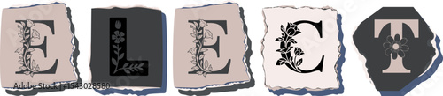 ELECT Floral Typography of a Concept Word � Elegant Torn Paper Letter Design
