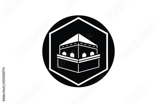 Cute Kaaba Illustration Hajj Badge Logo Icon Design