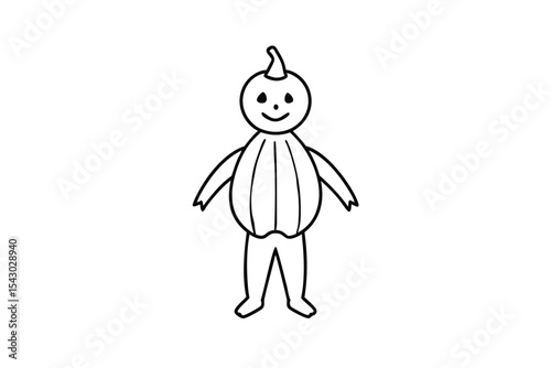 Pumpkin Costume Clipart Image on White Background for Halloween Designs