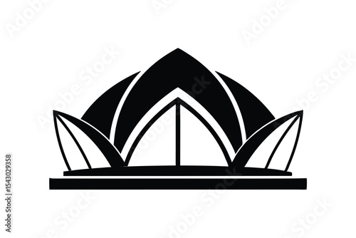 Lotus Temple Delhi on White Background High Resolution Design Image