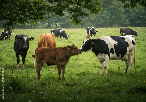 Calf and Cow in Pasture