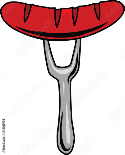 grilled sausage and fork