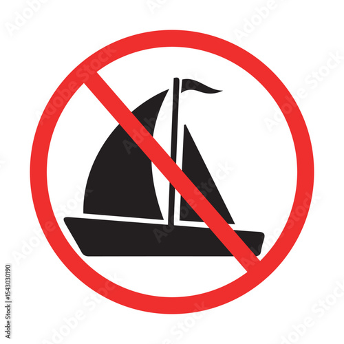 No Sailing Boats Allowed Sign - Prohibition Symbol for Water Areas