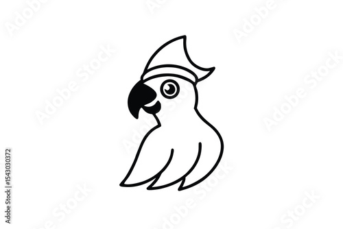 A Parrot Wearing a Pirate Hat on a White Background Design