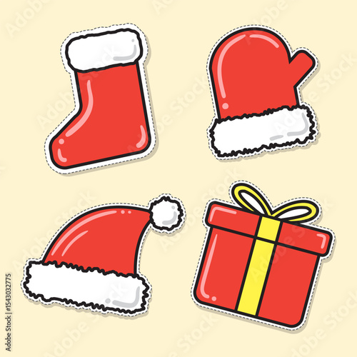 Christmas Sticker Collection with Festive Accessories