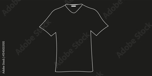 Vector isolated one single simple white t-shirt colorless black and white contour line easy drawing