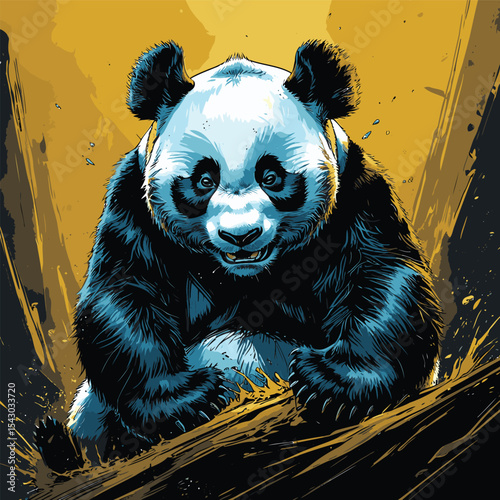 panda vector with high detail and realistic