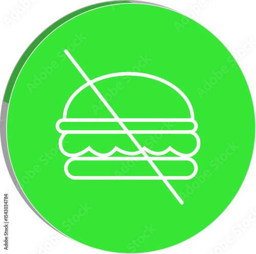 "No junk food icon with a crossed burger symbol, promoting healthy eating habits and nutritional awareness, transparent background."