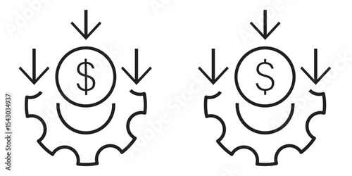 Cost reduction, money line icon. Cost effective line icons, reducing costs vector set. Low cost management icon in linear style.