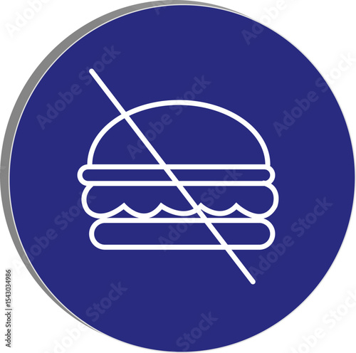 "No junk food icon with a crossed burger symbol, promoting healthy eating habits and nutritional awareness, transparent background."