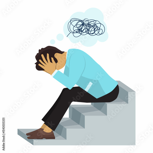 Man Overwhelmed with Stress and Anxiety