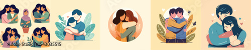 vector image of people hugging flat design simple and cool