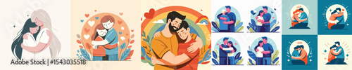 vector image of people hugging flat design simple and cool