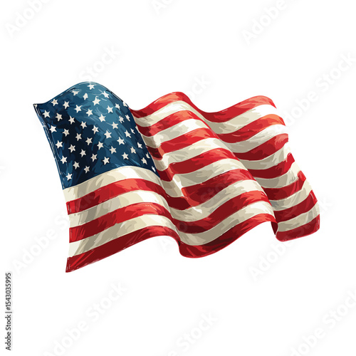 american flag isolated in White Background, american flag vector, Flat lay vector illustration