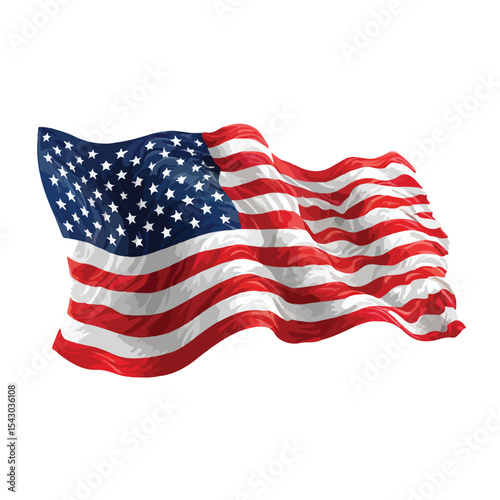 american flag isolated in White Background, american flag vector, Flat lay vector illustration