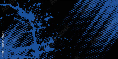 sports background, banner design in blue and black with pointed shapes and empty space. brush stroke modern grunge