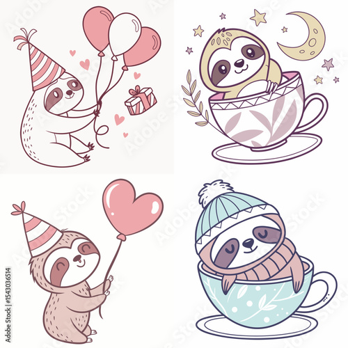 High-Quality sloths Illustrations in Various Styles – SVG Bundle