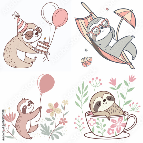 High-Quality sloths Illustrations in Various Styles – SVG Bundle