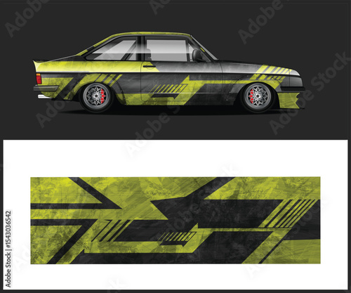 Custom Car Wrap Design Template Yellow Black Abstract