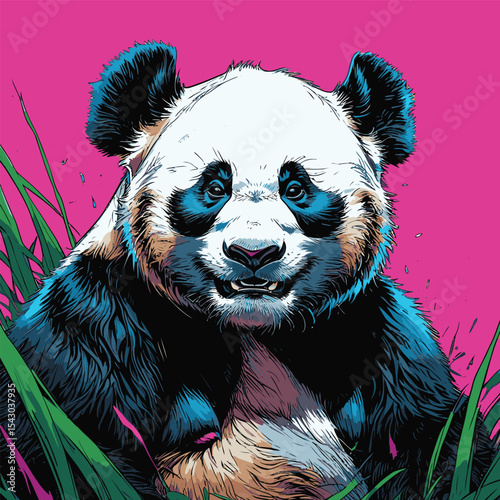 panda vector with high detail and realistic