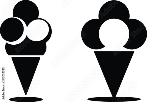 Three Black and White Popsicle Icons Representing Different Flavors on a White Background