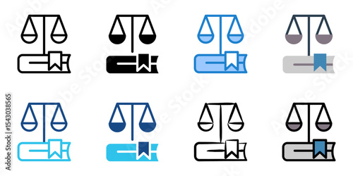Law book icon set multiple style collection 
