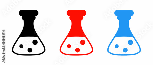 Beaker icon illustration set with colorful. Stock vector.