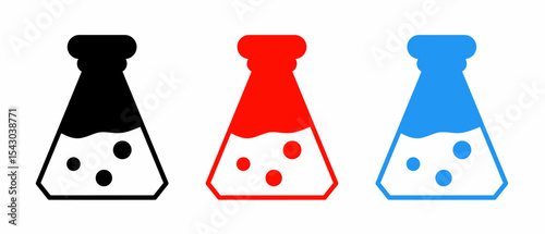 Beaker icon illustration set with colorful. Stock vector.