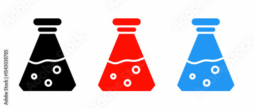 Beaker icon illustration set with colorful. Stock vector.