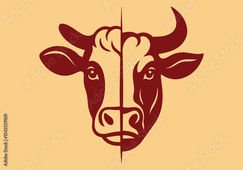 High-quality vintage animal sketch featuring cow and bull heads. Perfect for rural, organic, and traditional projects.