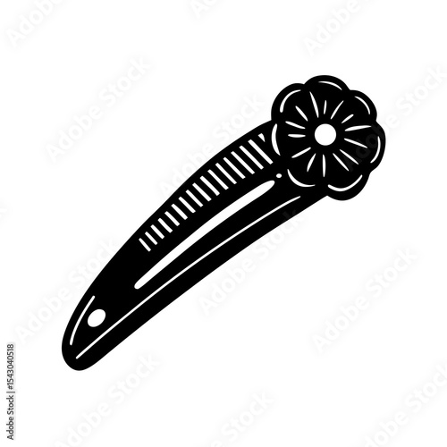 Pink Hair Clip Vector | Generative AI Linocut Silhouette Design