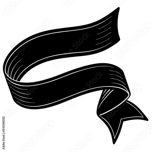 Elegant Satin Ribbon Vector | Generative AI Linocut Silhouette Design